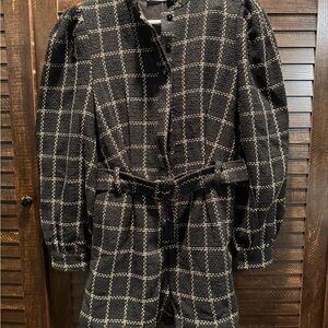 Black Plaid Women's Tweed Romper
